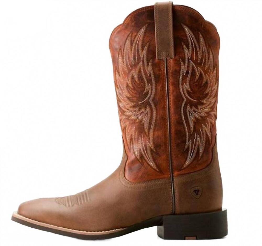 NEW ARIAT men's sport rider vintage boot in oak/orange